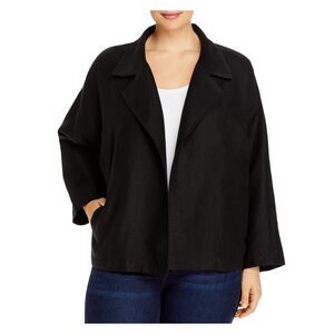 EILEEN FISHER Womens Black Long Sleeve Open Front Blazer Jacket Plus 1X